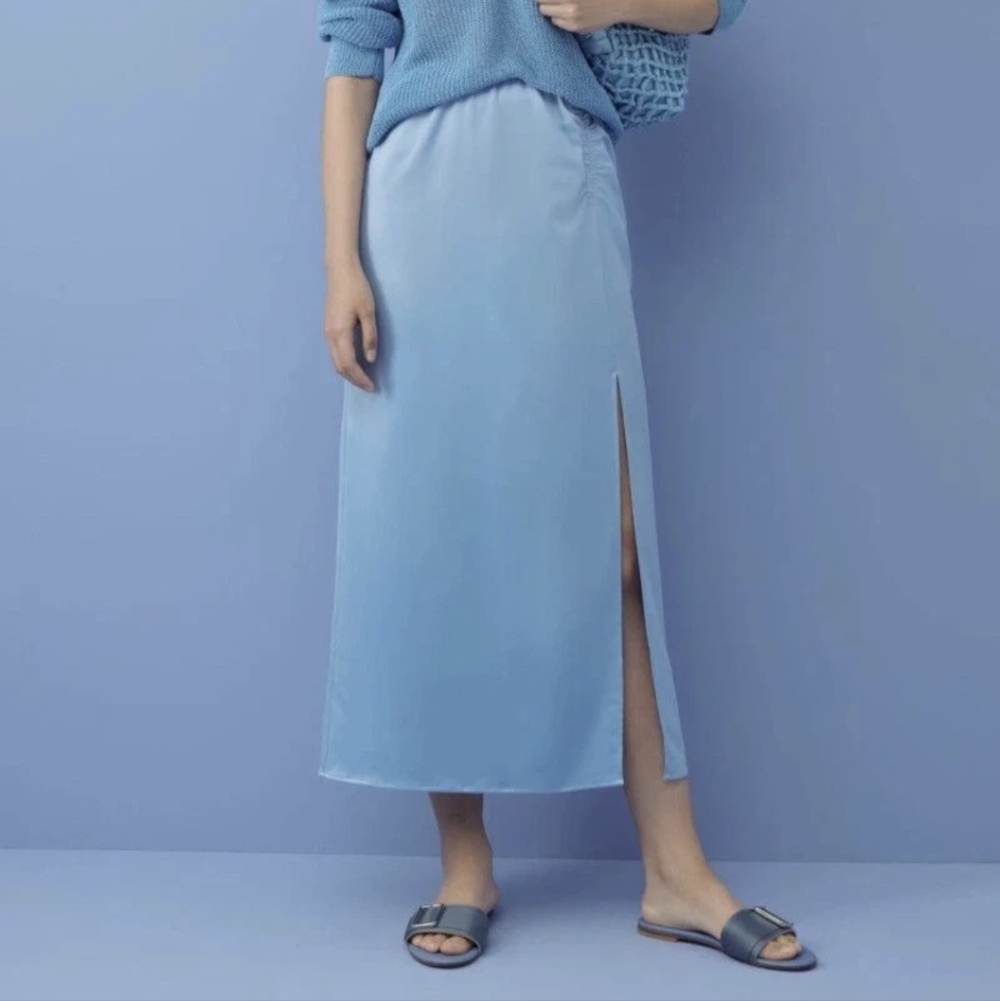 Marella Monochrome Nogal Azurro Baby Blue Satin Skirt